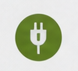 Grünes rundes Symbol mit einem Stromstecker-Design.