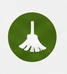 Besen-Symbol auf grünem Hintergrund.