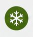 Grünes Symbol mit weißer Schneeflocke in der Mitte.
